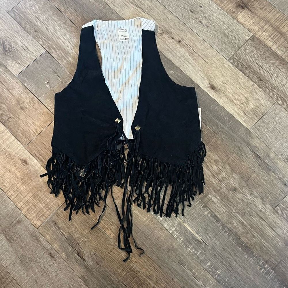 Georgie Stevie black  and white suede vest size 0